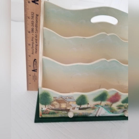 Decorative Wood Mail Caddy House With Trees Scenery - Picture 3 of 6